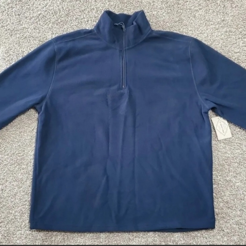 Men's St. Johns Bay Quarter Zip Fleece Jacket Coat Size XL Navy Blue